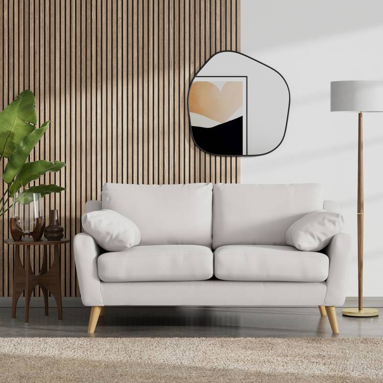 Habitat Ivor Fabric 2 Seater Sofa - Natural - Ash Leg 0