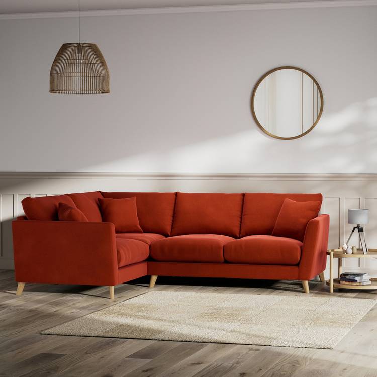 Habitat Lomond Left Hand Corner Sofa - Orange - Ash Leg 0