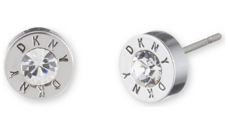 DKNY Silver Coloured Crystal Stud Earrings