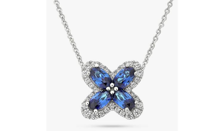 Revere Sterling Silver Sapphire & Cubic Zirconia Necklace