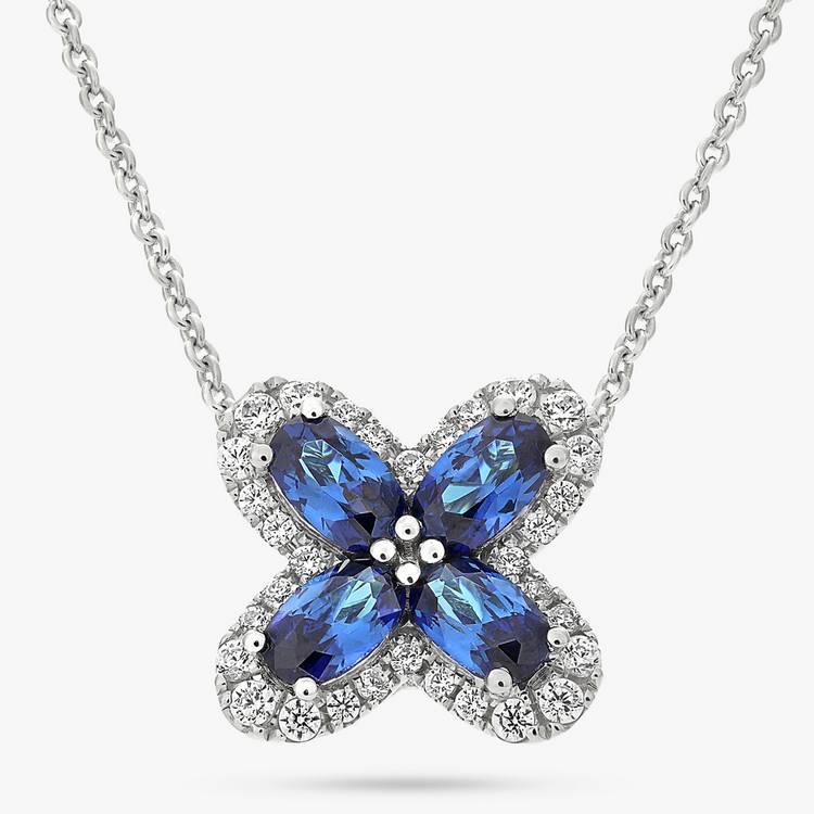 Revere Sterling Silver Sapphire & Cubic Zirconia Necklace 0