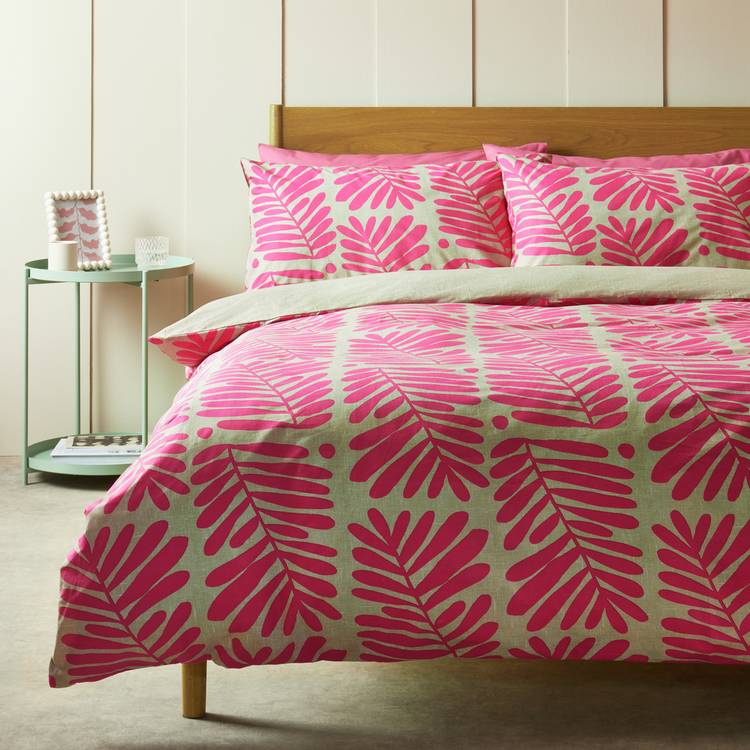 Habitat Cotton Paper Cut Leaf Pink Bedding Set - Single 0