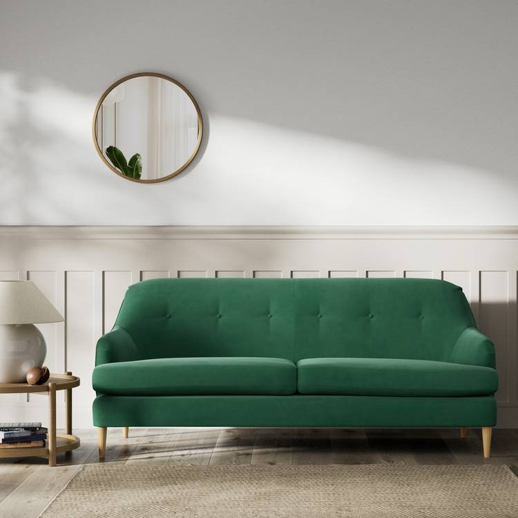 Habitat Frome Fabric 3 Seater Sofa - Green - Ash Leg 0