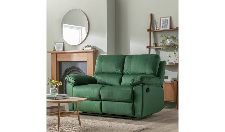 Argos Home Toby Velvet Recliner 2 Seater Sofa - Green
