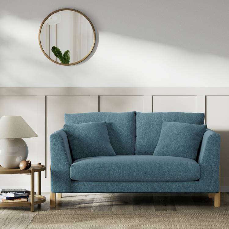 Habitat Aston Fabric 2 Seater Sofa - Blue - Ash Leg 0