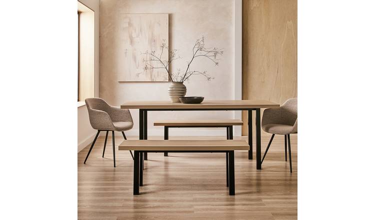Habitat Zayn Birch Dining Table,2 Bench & 2 Natural Chairs