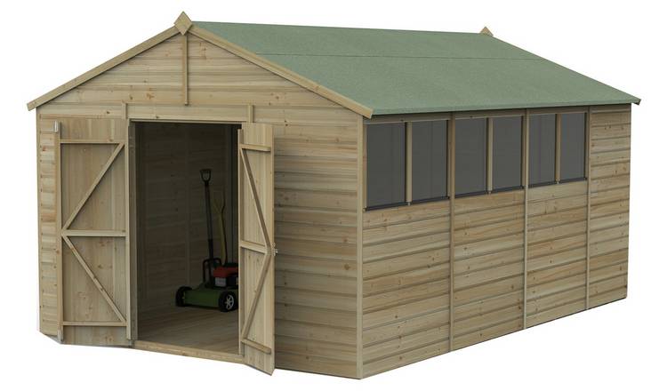 Forest Beckwood Shiplap 6 Windows Apex Shed - 10 x 15ft