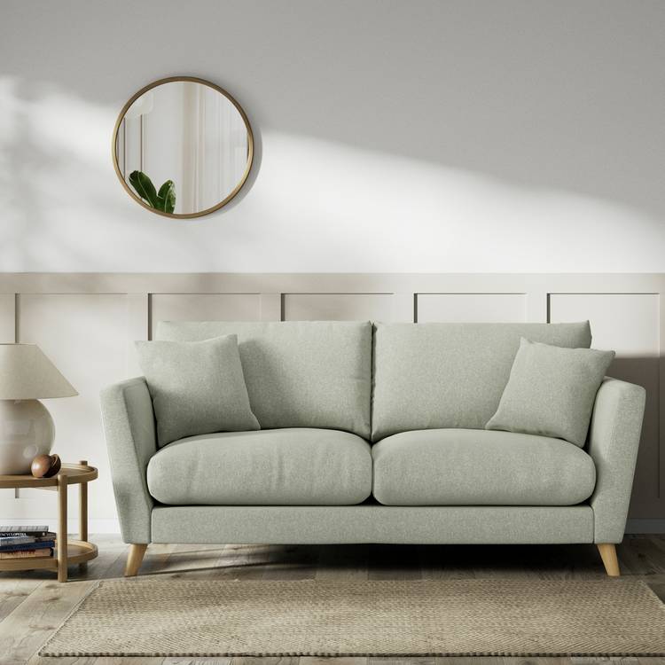 Habitat Lomond Fabric 3 Seater Sofa - Sage Green - Ash Leg 0