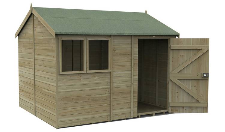 Forest Timberdale 2 Clear Windows Apex Shed - 10 x 8ft