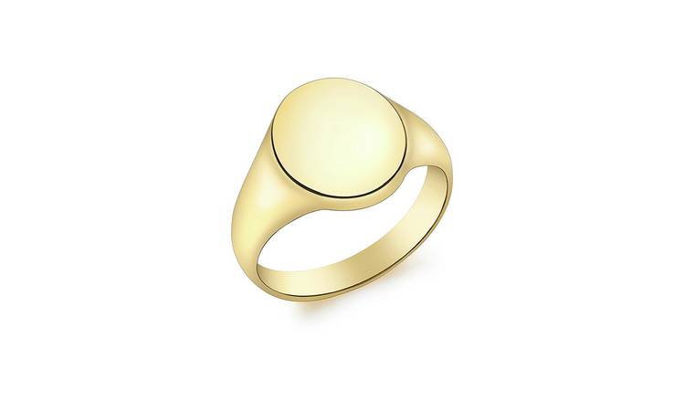 9ct Gold Personalised Oval Signet Ring - M
