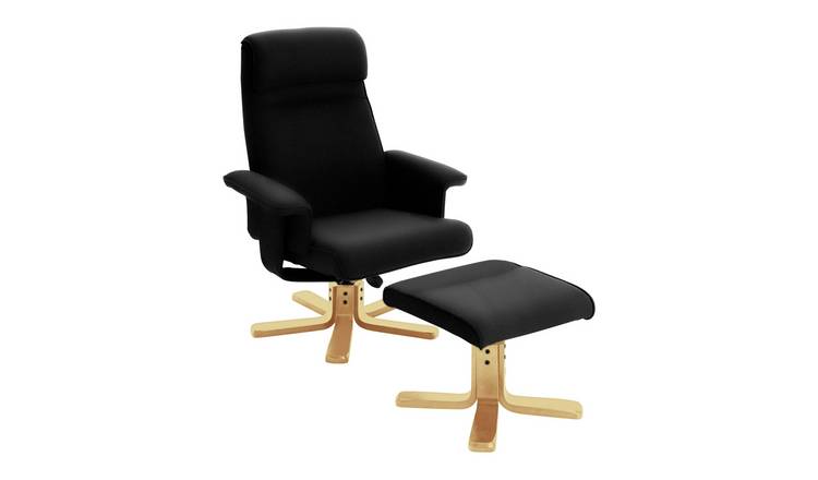 Argos Home Abel Swivel Chair & Footstool - Black