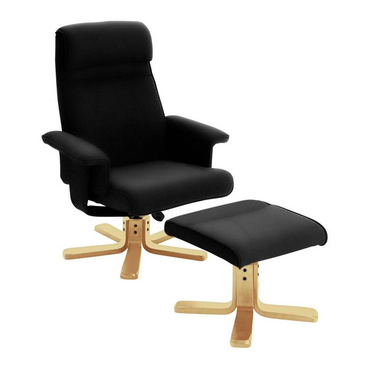 Argos Home Abel Swivel Chair & Footstool - Black 0