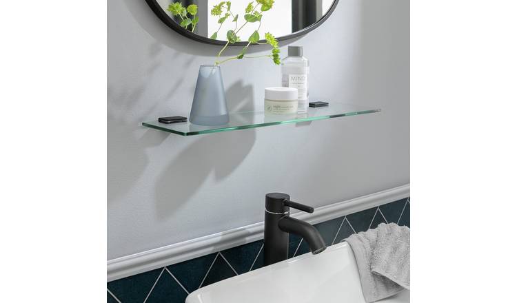 Argos Home Glass Bathroom Shelf - Matt Black