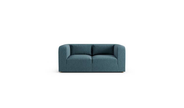 Habitat Lars Fabric 2 Seater Sofa - Blue - Ash Leg