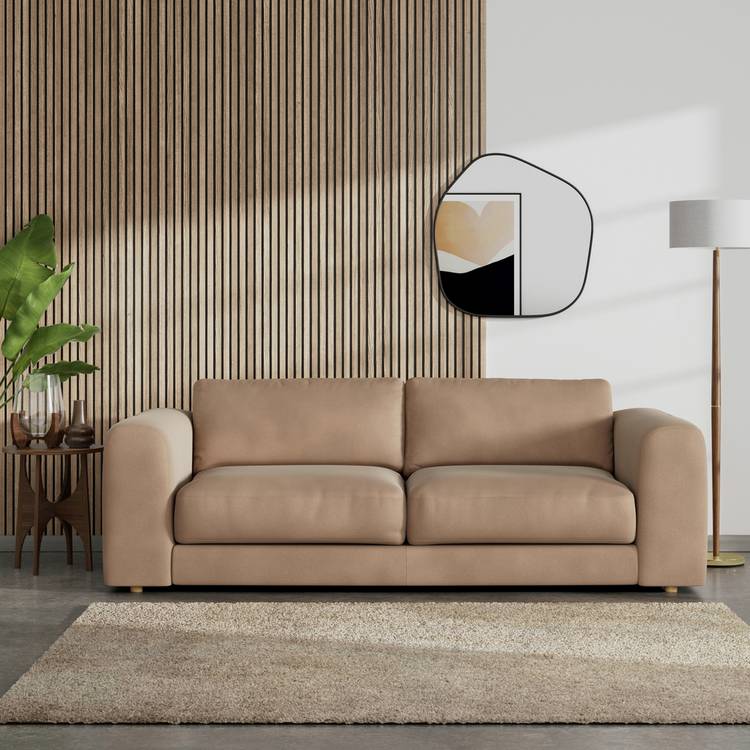 Habitat Ayr Velvet 4 Seater Sofa - Latte 0