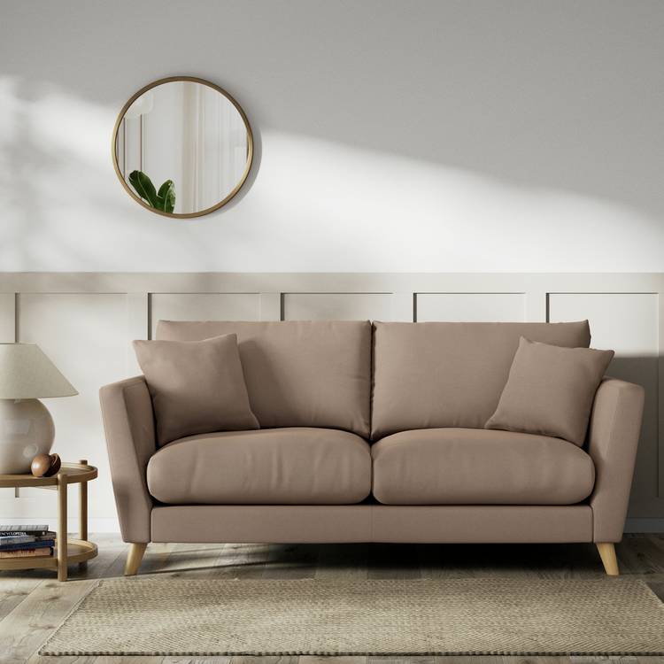 Habitat Lomond Fabric 3 Seater Sofa - Biscuit - Ash Leg 0