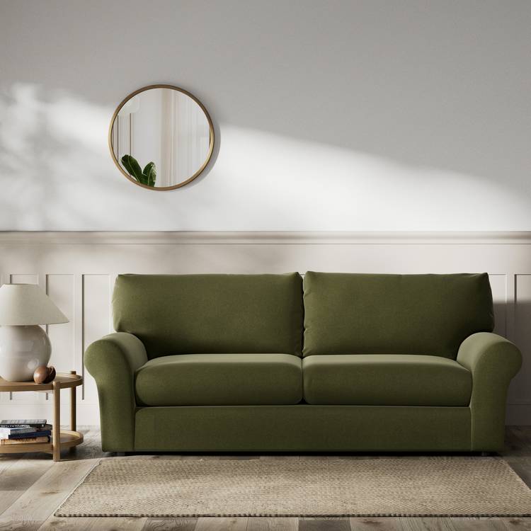 Habitat Molton Velvet 4 Seater Sofa - Moss Green 0