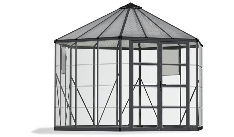 Palram Canopia Oasis Grey 12ft Hexagonal Greenhouse