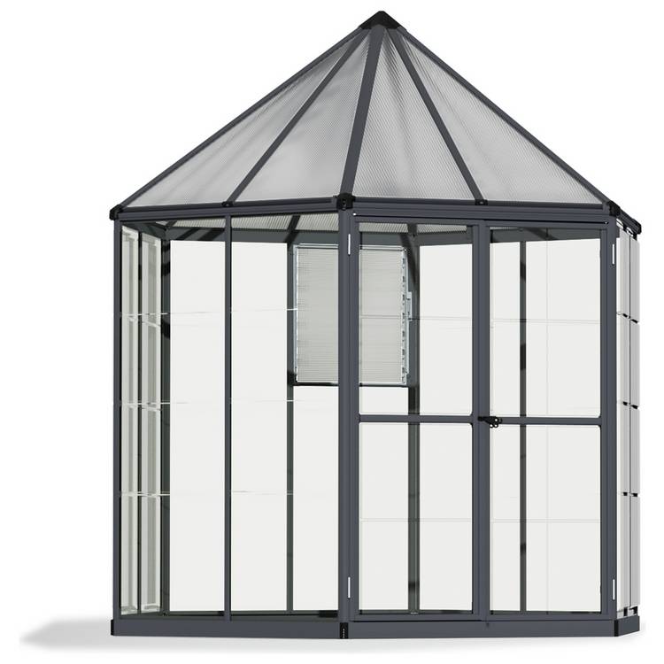 Palram Canopia Oasis Grey 8ft Hexagonal Greenhouse 0
