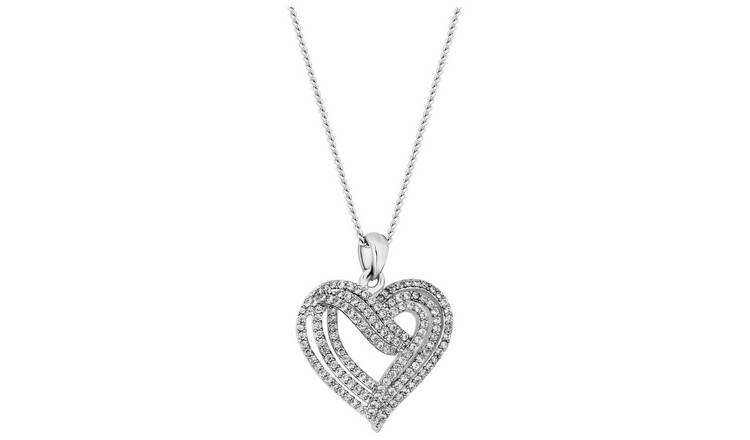 Jon Richard Rhodium Plated Heart Pendant Necklace