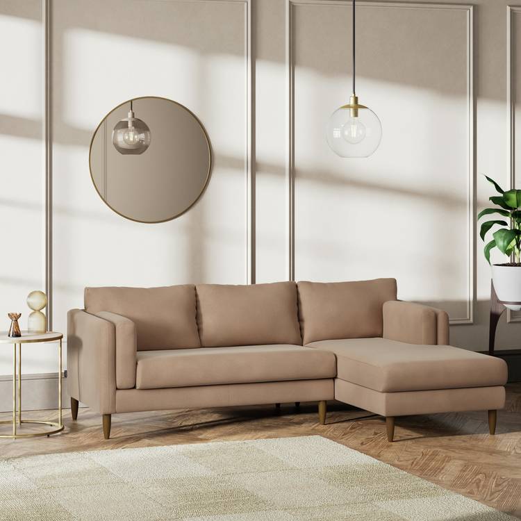 Habitat Newington Right Hand Corner Sofa - Latte - Dark Leg 0