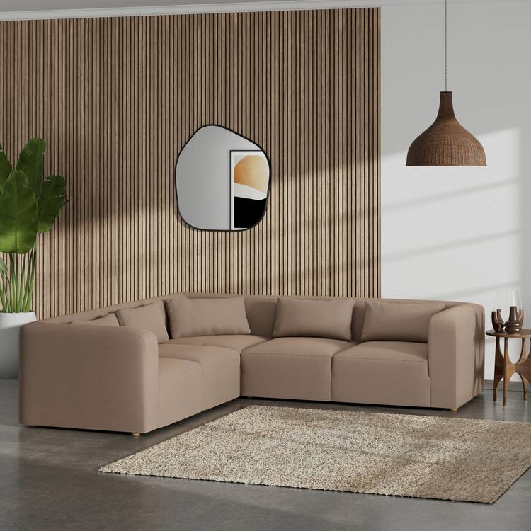 Habitat Lars Reversible Corner Sofa - Biscuit - Ash Leg 0