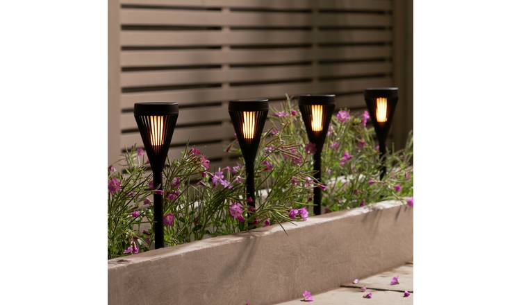 Garden by Solar Dancing Flame Stake Light - Pack of 4