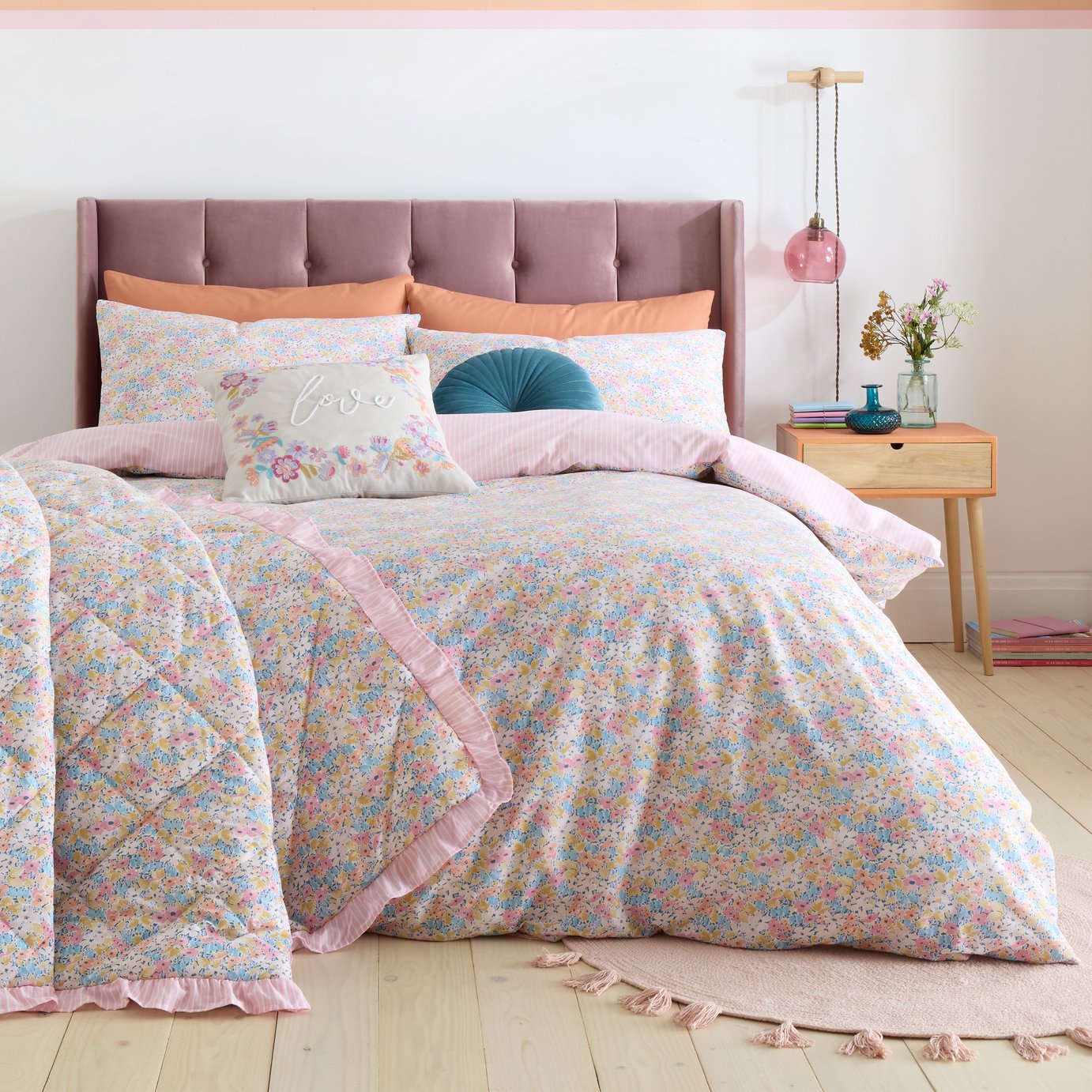 Catherine Lansfield Darcy Floral Pink Bedding Set - Double