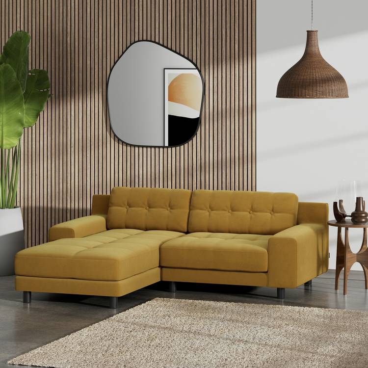 Habitat Hendricks Left Hand Corner Sofa - Gold - Black Leg 0
