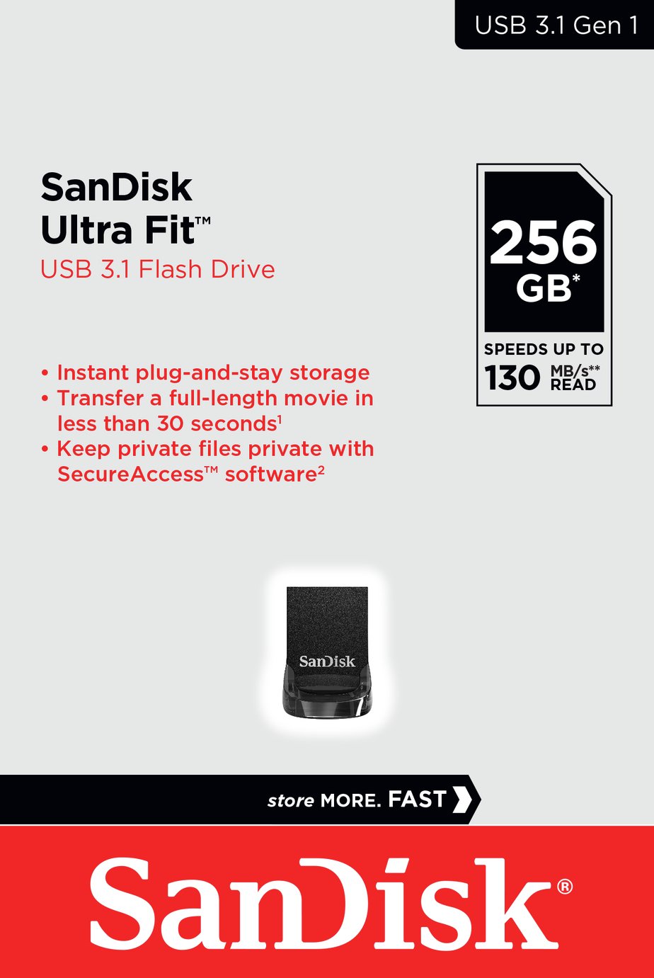 Buy SanDisk Ultra Fit USB 3.1 Flash Drive - 256GB | USB storage | Argos