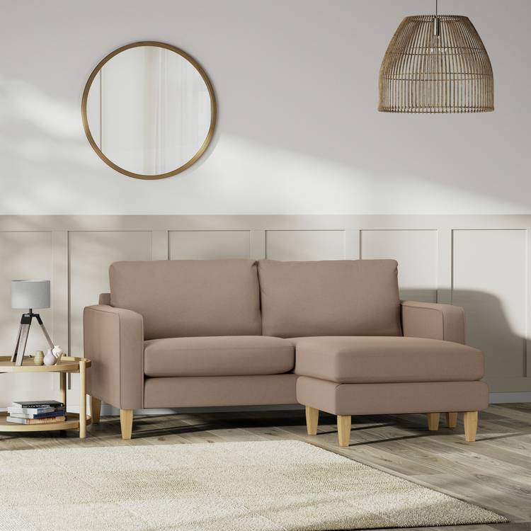 Habitat Flint Fabric Reversible 3 Seater Corner Sofa-Biscuit 0