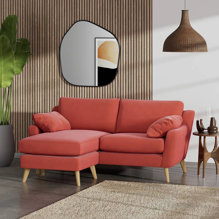 Habitat Ivor Left Hand Corner Sofa - Papaya - Ash Leg 0
