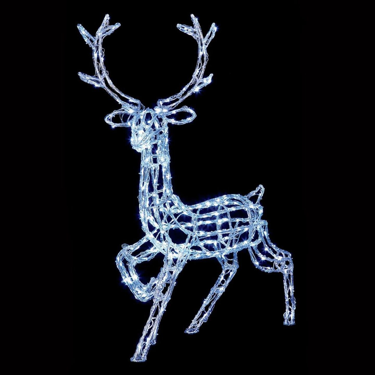 Premier Decorations 1m Acrylic Standing Reindeer LED - White