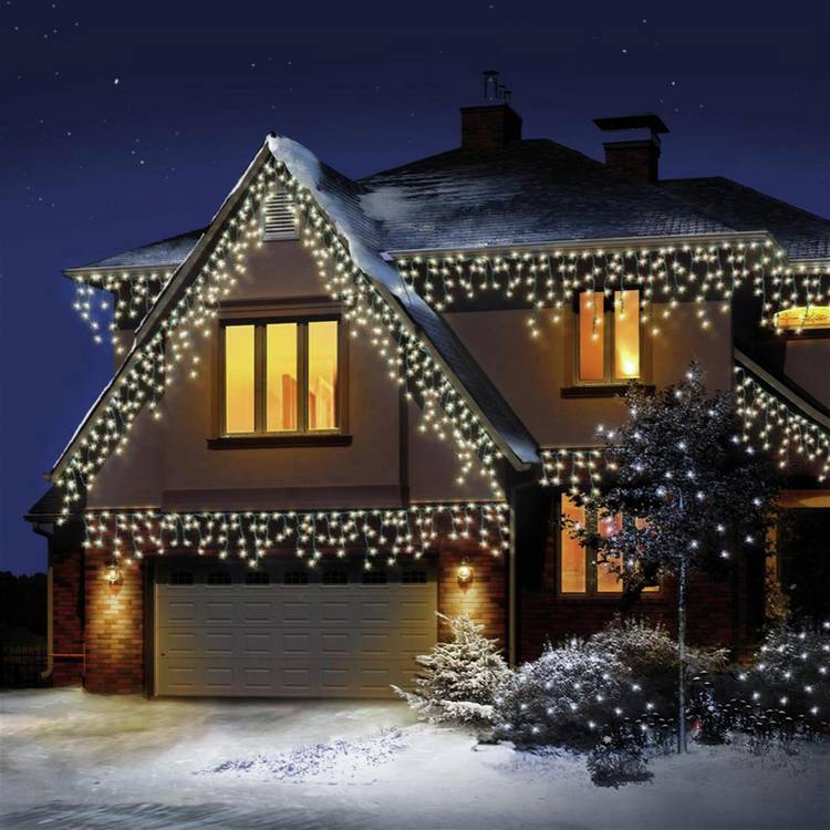 Premier Decorations Warm White LED Christmas Icicles Lights 0