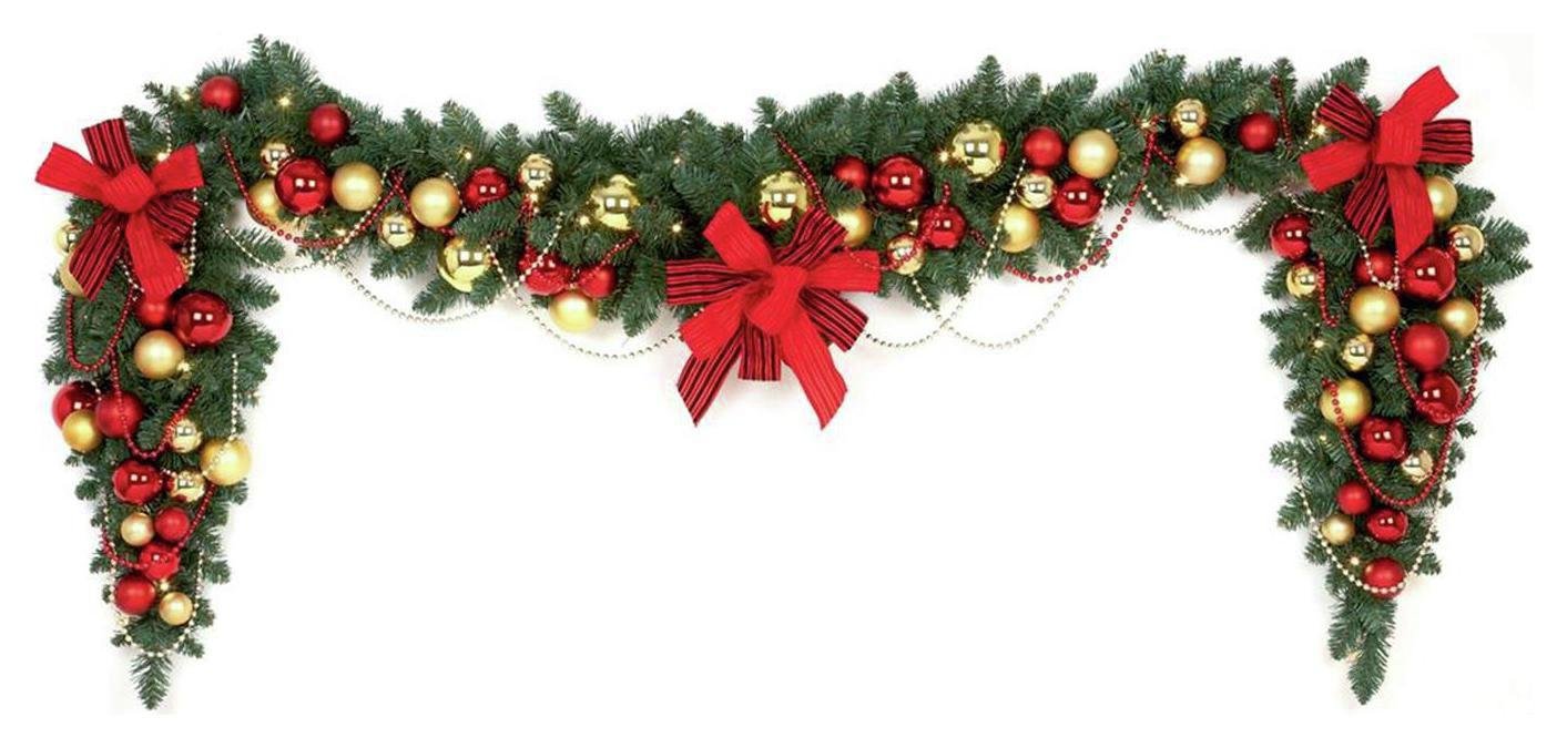 Premier Decorations 2.7m LED Garland Light - Red & Gold