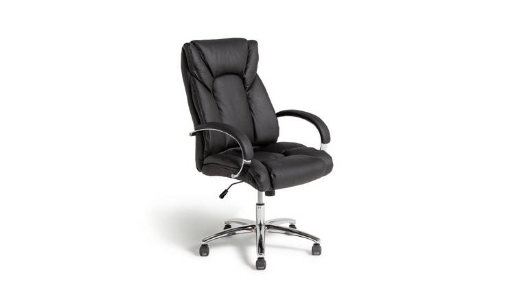 Black leather deals desk chair