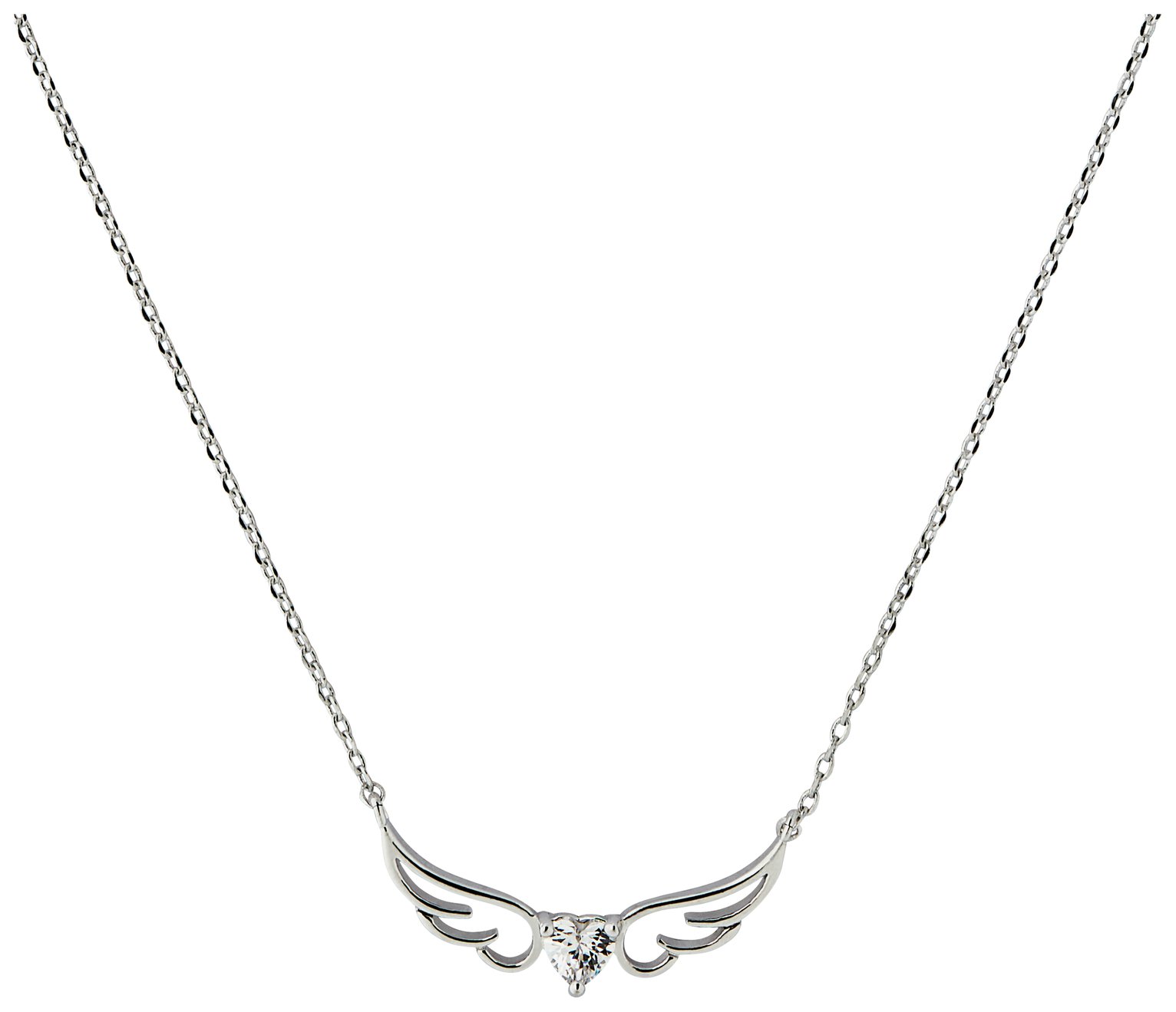 Amelia Grace Silver Coloured Angel Wing Pendant Necklace