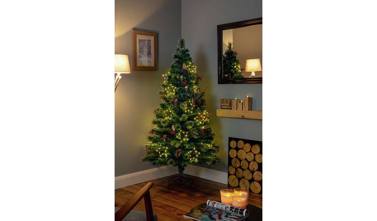 Premier Decorations 4ft White LED Snow Tipped Tree - Green