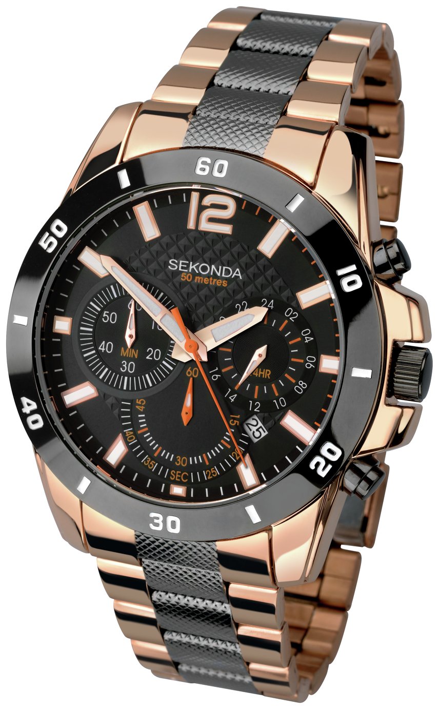 Sekonda Men's Chronograph Black and Rose Gold Plated Watch Review