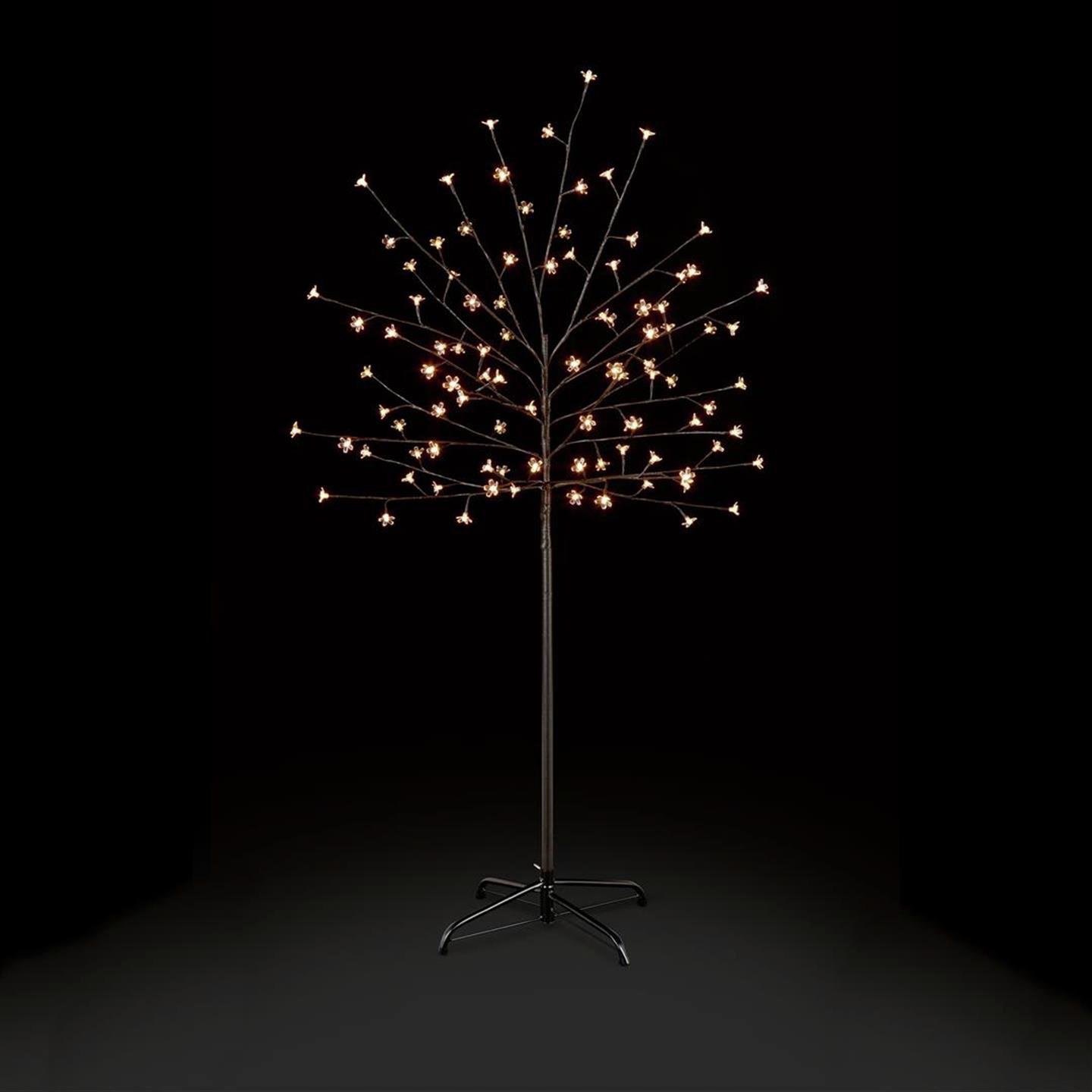 Premier Decorations 5ft White LED Pre-lit Cherry Tree -Black