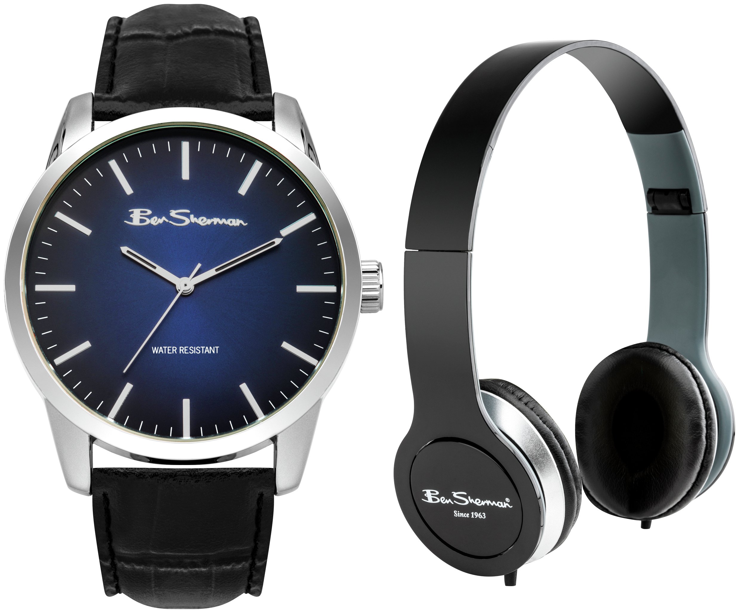 Ben Sherman Black Faux Leather Strap Watch and Headphone Set 7176803 Argos Price Tracker pricehistory