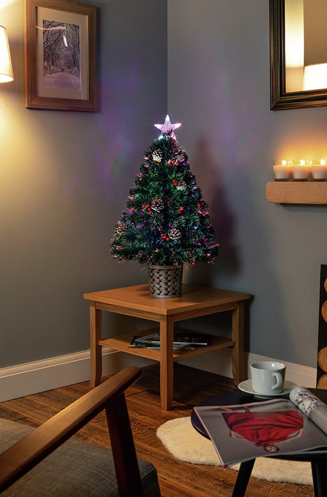 Premier Decorations 3ft Fibre Optic Tree & Star - Green