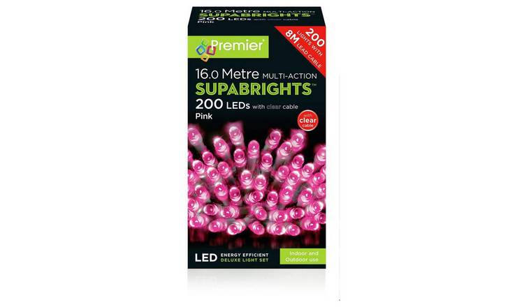 Premier Decorations 200 Pink LED Christmas Tree Lights