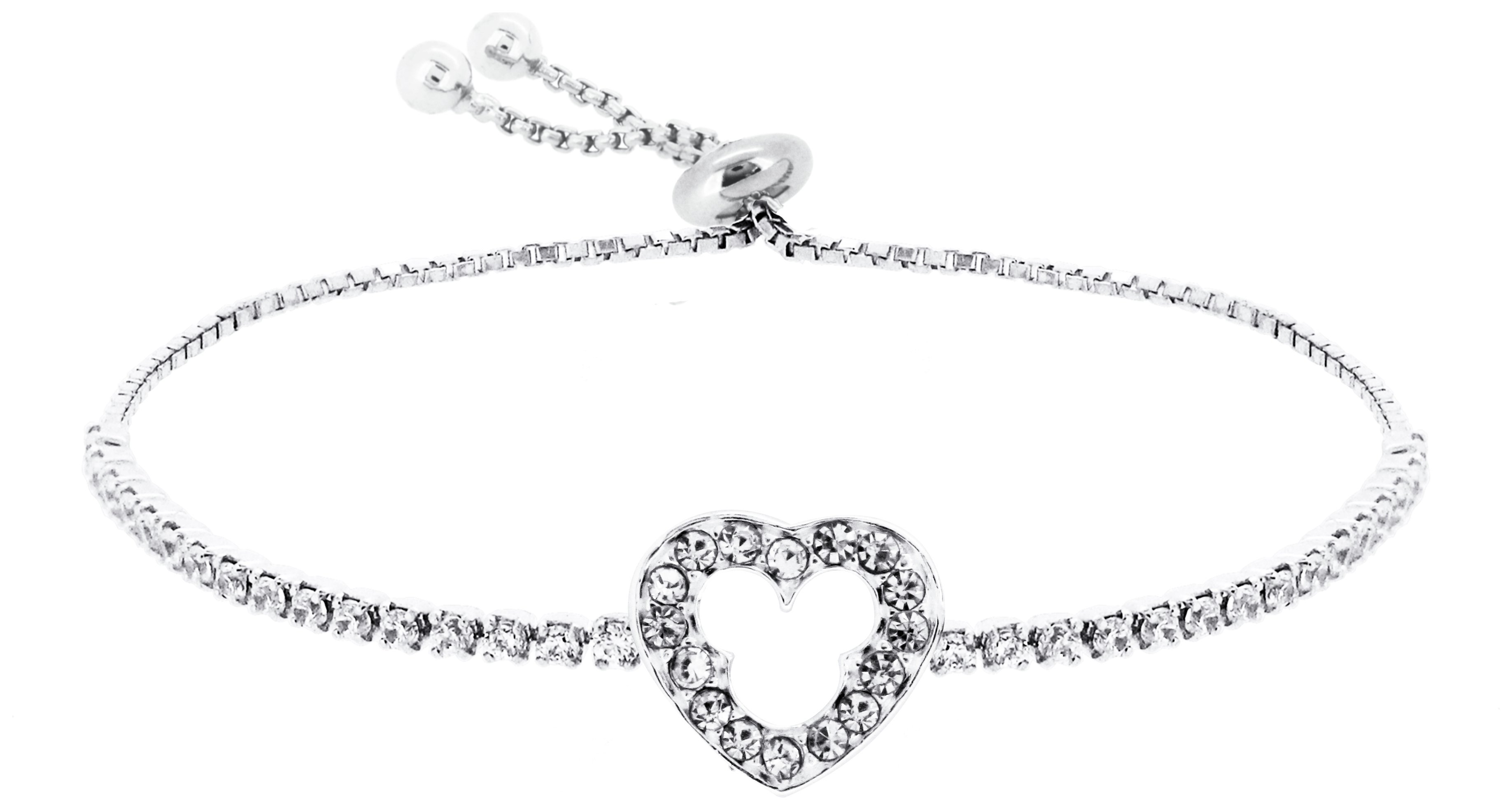 Disney Silver Mickey Mouse Heart Friendship Bracelet