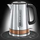 Russell Hobbs Luna Fast Boil Electric Kettle Cordless Stainless Steel 1.7 Litre Jug Kettle with Copper Accents 24280 