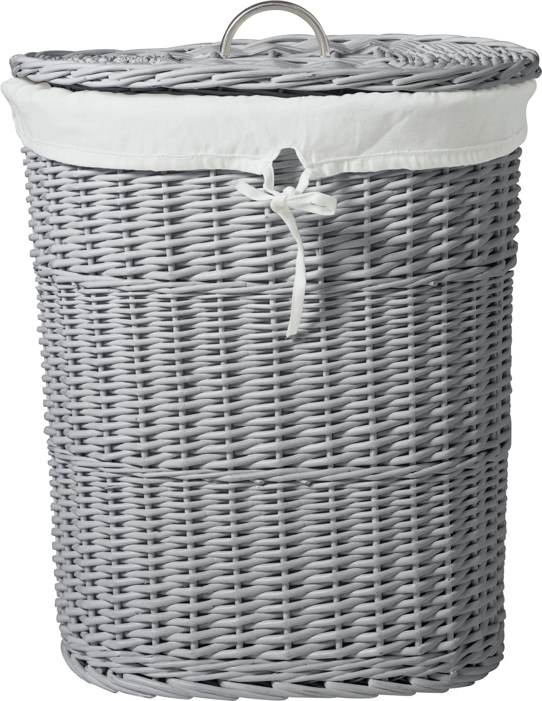 white linen laundry basket