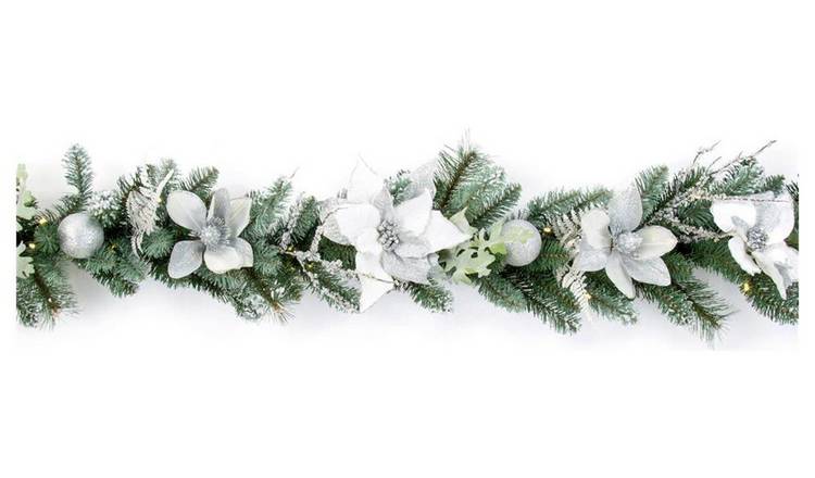 Premier Decorations Pre lit Poinsettia Christmas Garland