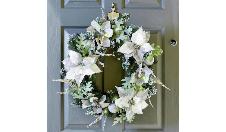 Premier Decorations Pre lit Poinsettia Christmas Wreath