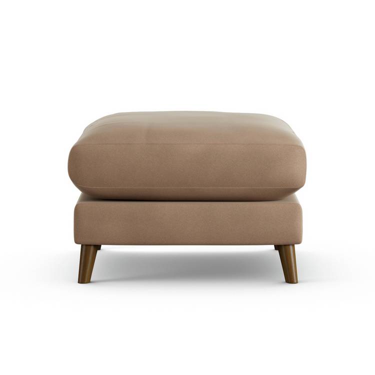 Habitat Lomond Velvet Footstool - Latte - Dark Leg 0
