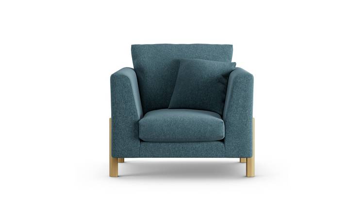 Habitat Aston Fabric Armchair - Blue - Ash Leg